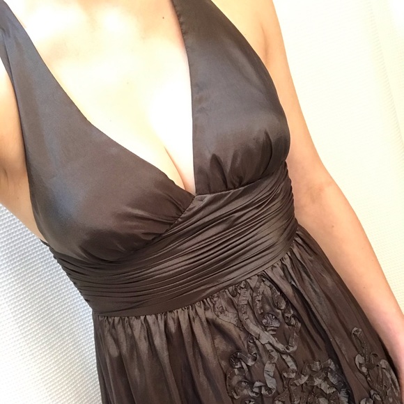 Metallic Brown Short Formal Dress - Picture 5 of 6